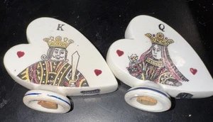 Vintage Enesco Cards Queen and King Hearts Salt Pepper Shakers Japan foil label - Picture 1 of 3