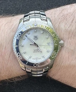 Tag Heuer Mens Link Series Watch WJ1114.0 Diamonds Silver White Stainless Swiss - Picture 1 of 17