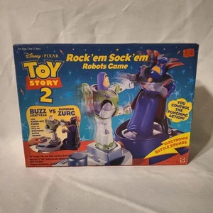 TOY STORY 2 BUZZ & ZURG ROCK'EM SOCK'EM ROBOTS GAME 1999 DISNEY PIXAR MATTEL - Picture 1 of 5