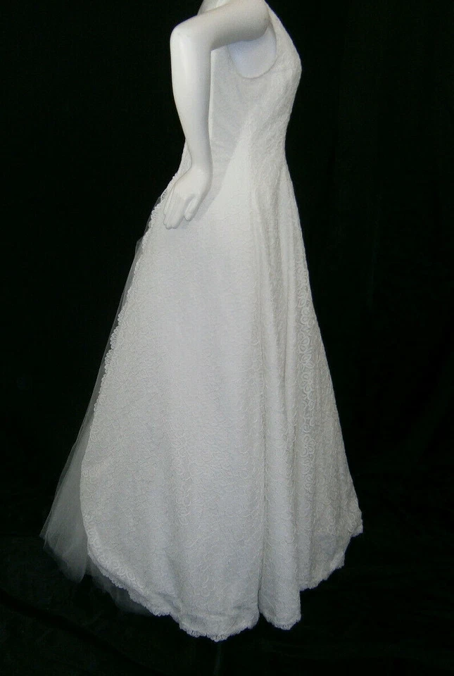 CAROLINA HERRERA WEDDING GOWN DRESS CUSTOM SIZE 12 WHITE CORDED LACE SILK SATIN - Image 1 of 4