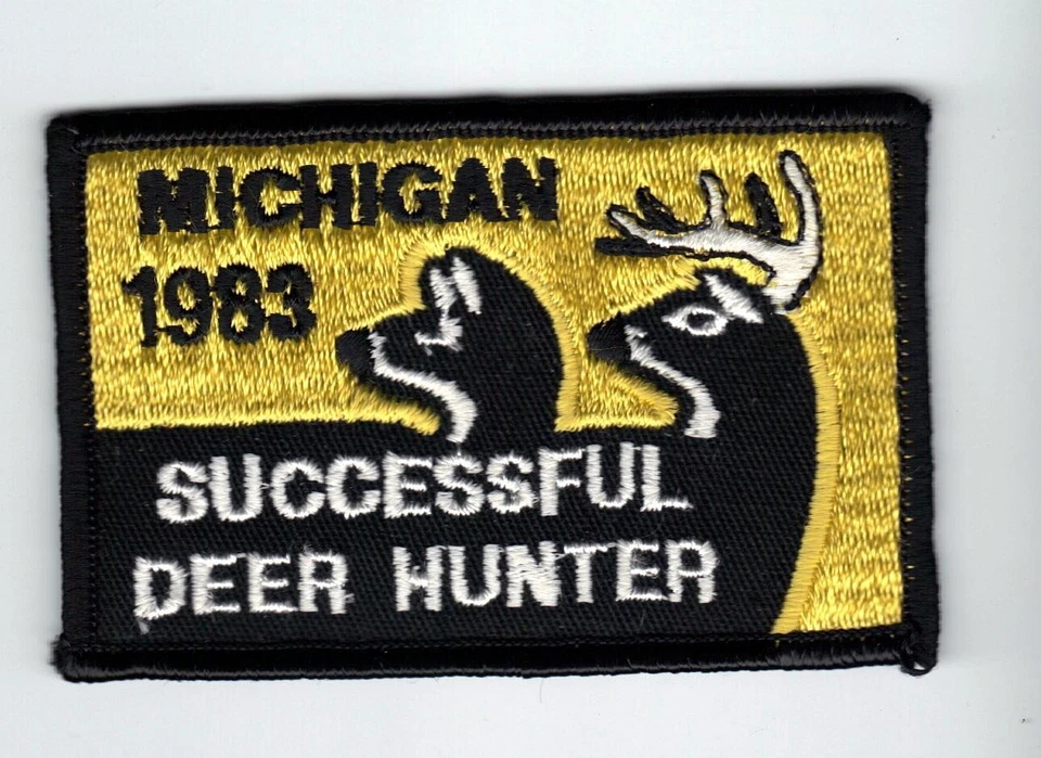 1983 MICHIGAN DNR SUCCESSFUL DEER HUNTER PATCH - MICHIGAN DNR-BEAR-TURKEY-