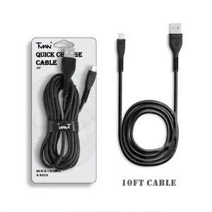10ft Long Fast USB Cord for Amazon Kindle Fire HD 10 (7th Gen Generation SL056ZE - Picture 1 of 3