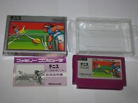 Caja de plata de tenis etiqueta de imagen Famicom NES Japón importación caja + manual vendedor de EE. UU.
