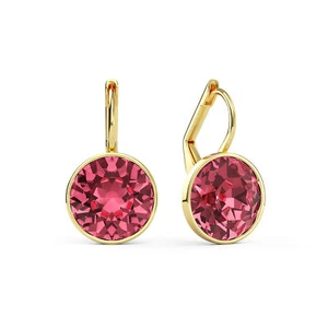 Bella Earrings With 4 Carat Rose Crystals Gold Plated - Picture 1 of 2