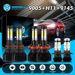 4-sides 9005 H11 6500K LED Headlight Hi/Lo Beam 9145 Fog Light Bulb Super Bright - Picture 1 of 17