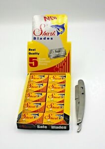 100 Shark Double Edge Razor Blades + Free Metal Razor