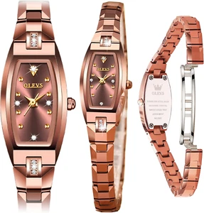 Reloj delgado para mujer, de tungsteno y oro różowy. - Zdjęcie 1 z 12