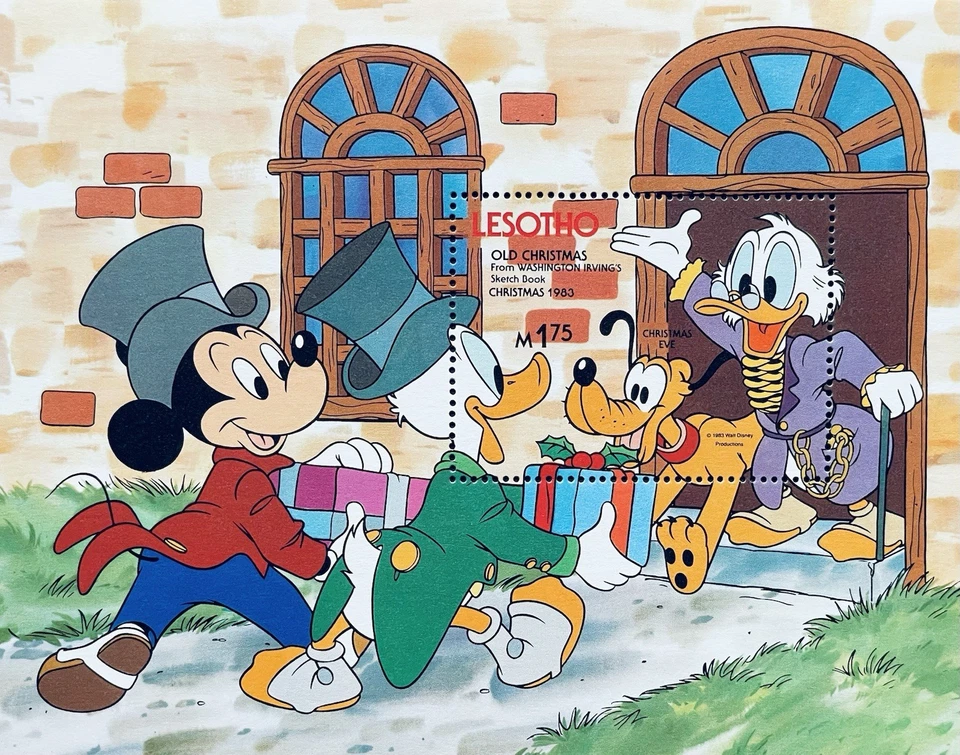 LESOTO SELOS ANTIGOS DE NATAL DA DISNEY 1983 MNH WASHINGTON IRVING MICKEY DONALD 1 - Imagem 1 de 1