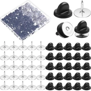 200 Sets Krawattennadeln Blanko Pins mit PVC Gummi Pin Rückseiten für Abzeichen Abzeichen - Bild 1 von 7