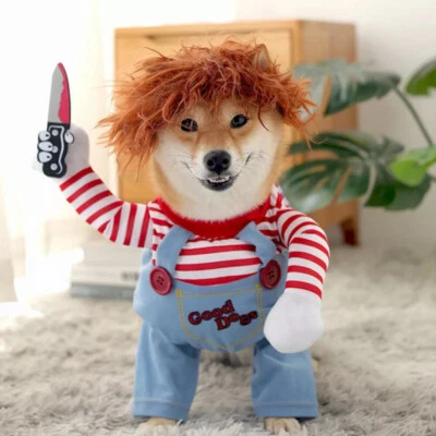 Pet Chucky Dogs Halloween Costume Party Cosplay Pets Fancy Dress Jumpsuits UK