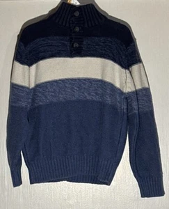 Boy’s "Place" Heather Blue, White, Navy Blue Button Up Sweater in Size S 5/6 - Picture 1 of 9