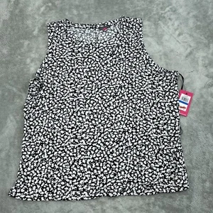 Vince Camuto schwarz & weiß Blumenmuster ärmelloses Top XL Polyester/Elasthan neu mit Etikett 2208 - Bild 1 von 9