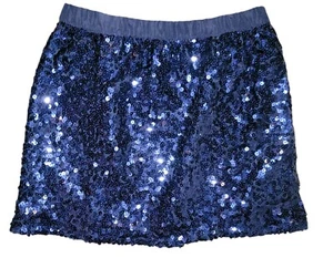 Gymboree Girl's Size Small 5/6 Navy Blue Sequin Skirt Elastic Waist Lined Party - Picture 1 of 5