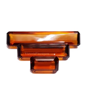 Loose Gemstone 130 Ct 3 PC Orange Topaz Baguette Shape Orange Color Pendent - Picture 1 of 6