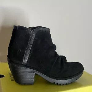 Fly London Women’s Black Suede Bootie Size 8 New in Box - Picture 1 of 7