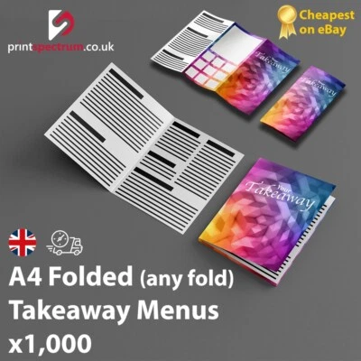 Takeaway Menus, A4 Folded, 135gsm, full colour, free delivery, 1,000 Printed - Image 1 of 3