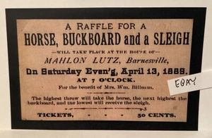 1889 Barnesville Pa. Pferd Buckboard Schlitten Raffle hoher Wurf gewinnt neue Postkarte - Bild 1 von 1