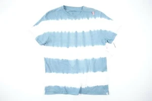 SOVEREIGN CODE MEDIUM KM376 TIE DYED LIGHT BLUE STRIPED TSHIRT MENS DEFECT - Picture 1 of 6
