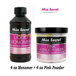Mia Secret 4 oz Liquid Monomer & 4 oz Pink Acrylic Powder Set - MADE IN USA!