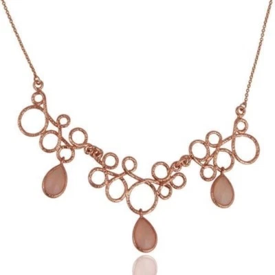 14K Rose Gold Plated Sterling Silver Handmade Designer Dyed Chalcedony Necklace - Imagem 1 de 2