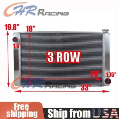 Radiador universal Crossflow 3 fileiras de alumínio para Chevy Configuration MT 33"×19" - Imagem 1 de 4