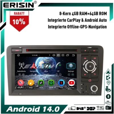 8-Kern 64GB Android 14 GPS Autoradio DVD Navi CarPlay für AUDI A3 S3 RS3 RNSE-PU - Bild 1 von 4