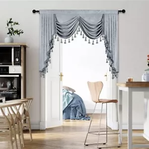 ELKCA Beige Chenille Window Curtains Valance for Living Room Waterfall Valance - Picture 1 of 4