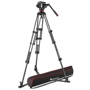 Manfrotto 504X Fluid Video Head Carbon Fiber Twin Leg Tripod Ground Spreader - Picture 1 of 8