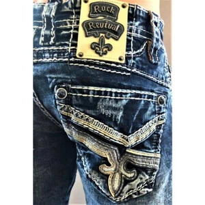 New With Tags Mens Rock Revival Straight Stretch Jeans Cael 29X34 - Picture 1 of 2
