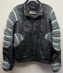 Vintage Benet Melsion Spanien Herren Lederjacke mit Druckknopf schwarz Gr. 50 - Bild 1 von 9