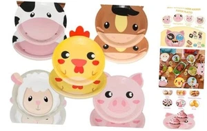 50Pcs Farm Animals Party Paper Plates, 7 Inch Farm Animal Shaped Disposable - Picture 1 of 8