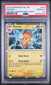 Pokemon Pal 2023 EN-Paldea Evolved Pawmo #075 Paldea Adventure Chest PSA 10 - Imagen 1 de 2