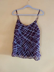 NY&C Burgundy Tiered Tank Top Women's Sz L Plaid Ethereal Lined Y2k Fairycore - Picture 1 of 6