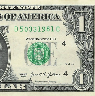 1981 Year Date Note Fancy Serial Number One Dollar Bill D50331981C - Image 1 of 3