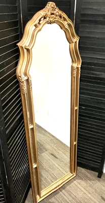 Espejo de pared/piso estilo vintage dorado ornamentado - 63” x 19” - barroco rococó francés Foto 1 de 4