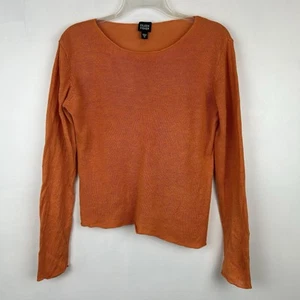 Eileen Fisher Sweater Womens M Orange Linen Boxy Lightweight Halloween - Picture 1 of 9