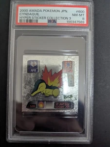 2000 AMADA POKEMON JAPANESE #600 CYNDAQUIL HYPER STICKER COLLECTION 3 PSA8 - Picture 1 of 2