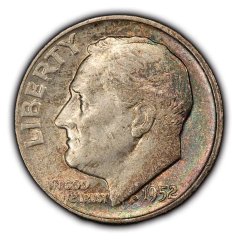 1952-D 10c Roosevelt Silver Dime - Subtle Rainbow Toning - SKU-Y5339 Cover