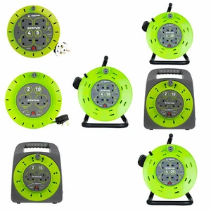 Extension Lead Reel 4 Way 5M 15M 20M 25M 50M Cable Socket Heavy Duty 13A Status - Picture 1 of 16