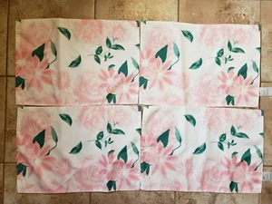 4 Meradiso Fabric Placemats Place Mats Pink Roses Lilies Flowers - Picture 1 of 8