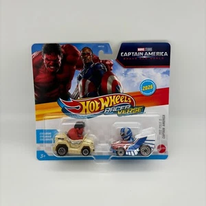 Hot Wheels Racer Verse RED HULK & CAPTAIN AMERICA Marvel 2 Pack Diecast Cars NEW - Picture 1 of 2
