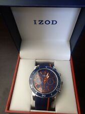 Izod mens watch, blue face, blue/orange band, new, IZO9150