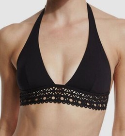$181 Lise Charmel Women's Black Laser- Cut Triangle Bikini Top Swimwear size S