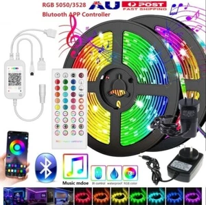 5050 3528 RGB LED Strip Lights 5/10M 12V 40Key Bluetooth Music Phone APP Control - Picture 1 of 16