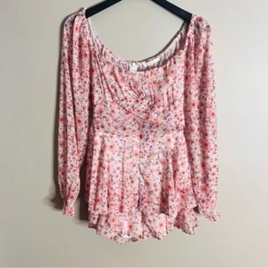 Shasa Größe M Junior Blumen Rüschen Romantisch Langarm Strampler Rosa - Bild 1 von 9