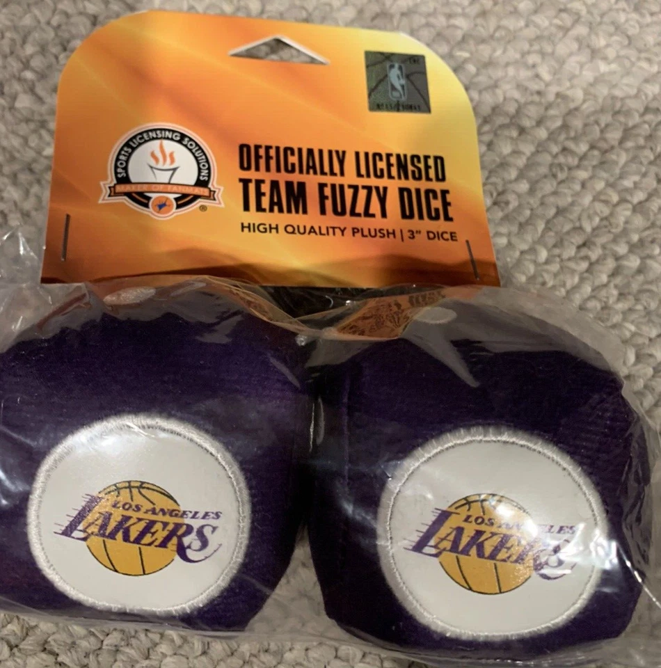 FANMATS 32001 Los Angeles Lakers Team Color Fuzzy Dice 3" Set