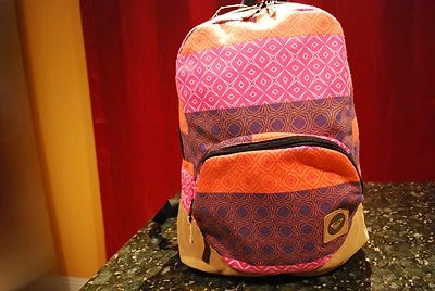 Mochila escolar Roxy Harmony rosa couro multicolorida NOVA - Imagem 1 de 4