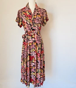 Polo Ralph Lauren Floral Belted Midi Shirt Dress Button-Up Pocket Multicolor 6 - Picture 1 of 17