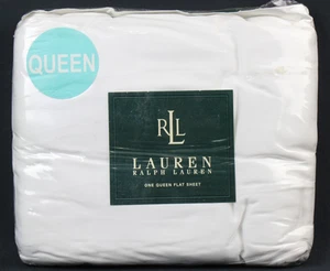 Vintage Ralph Lauren White QUEEN FLAT Sheet 100% Cotton Estate Sateen 280 TC NEW - Picture 1 of 6