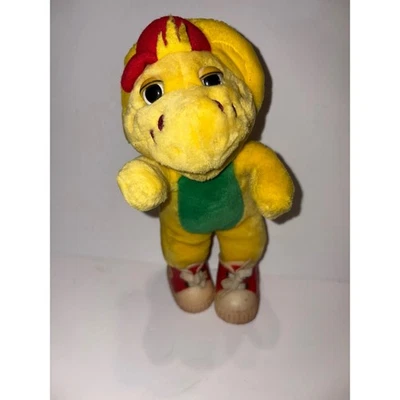 Vintage 1993 Yellow BJ Barney and Friends Plush Toy Red Shoes Dinosaur - Image 1 of 4